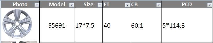 S5691 JXD Brand Auto Spare Parts Alloy Wheel Rim Replica Car Wheel for Toyota Crown 2015