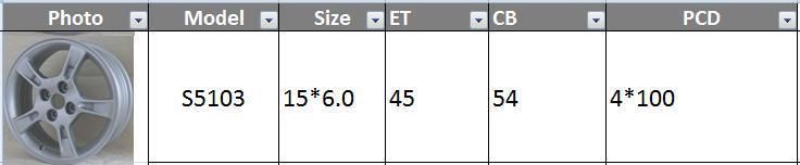 S5103 JXD Brand Auto Spare Parts Alloy Wheel Rim Replica Car Wheel for Mazda Familia