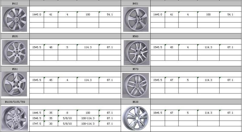 N4109 JXD Brand Auto Spare Parts Alloy Wheel Rim Replica Car Wheel for Hyundai