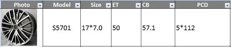 S5701 JXD Brand Auto Spare Parts Alloy Wheel Rim Replica Car Wheel for Volkswagen Lamando