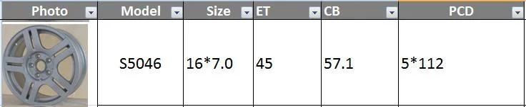 S5046 JXD Brand Auto Spare Parts Alloy Wheel Rim Replica Car Wheel for Volkswagen Passat V6