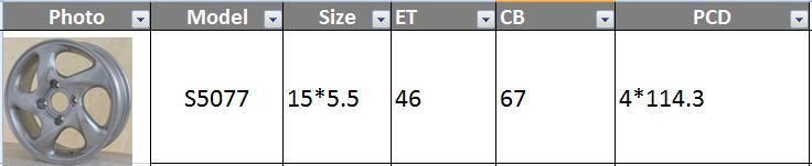 S5077 JXD Brand Auto Spare Parts Alloy Wheel Rim Replica Car Wheel for Hyundai Elantra