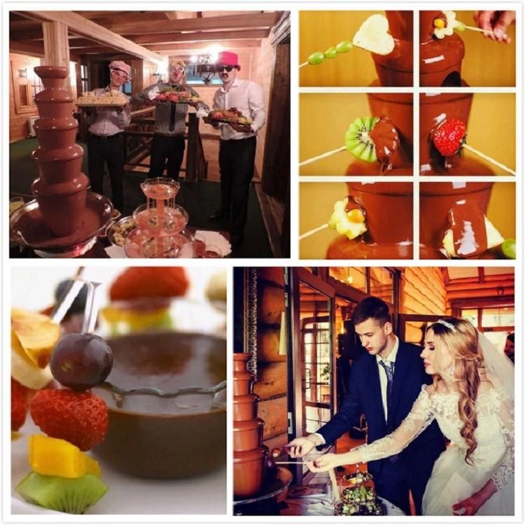 Five Tiers Chocolate Waterfall Fountain Fondue Snack Restaurant Equipment Stainless Steel Chocolate Tower Pots Automatic Machine Dessert for Buffet