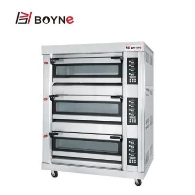 Stainless Steel Gas Bread Machine Three Deck Nine Trays Baking Oven