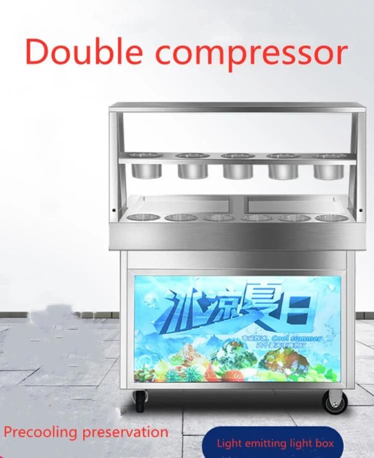 Commercial Catering Stainless Steel Material Freeze Table Double Flat Pan Fry Ice Cream Roll Machine