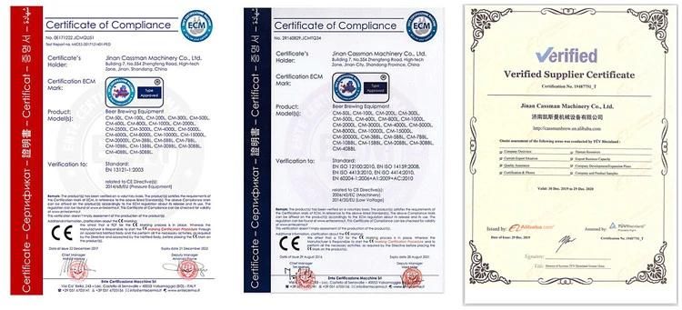 Cassman Stainless Steel 500L Beer Brewing Equipment with CE Certificate