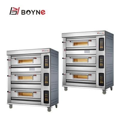 Stainless Steel Three Deck Nine Trays Microcomputer Gas Baking Oven