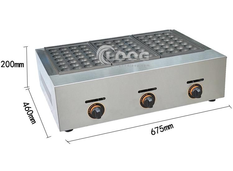 Wholesale Factory Price Gas Type 3 Plates Commercial Takoyaki Machine LPG Fish Ball Grill Pan Stainless Steel Takoyaki Maker Big Holes