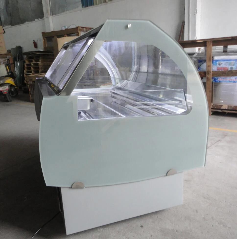 China Manufacture 12 Pans Ice Cream Showcase