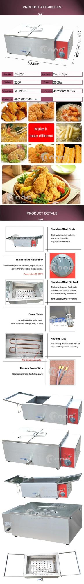 New Arrival Restaurant Equipment Stainless Steel Electric French Fryer Commercial Electric Fryer for Fried Chicken Shop Sales