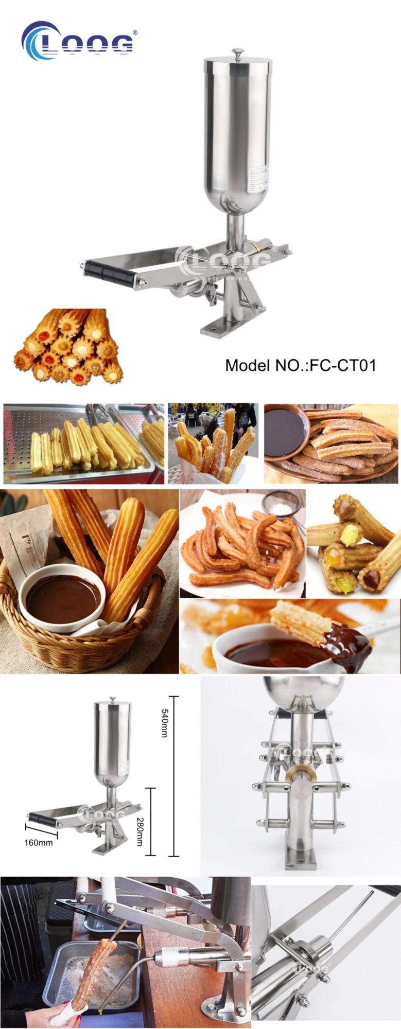 Commercial Cream Filling Machine Churro Stuffer Commercial Stainless Steel Churros Fritter Manual Churros Filling Machine