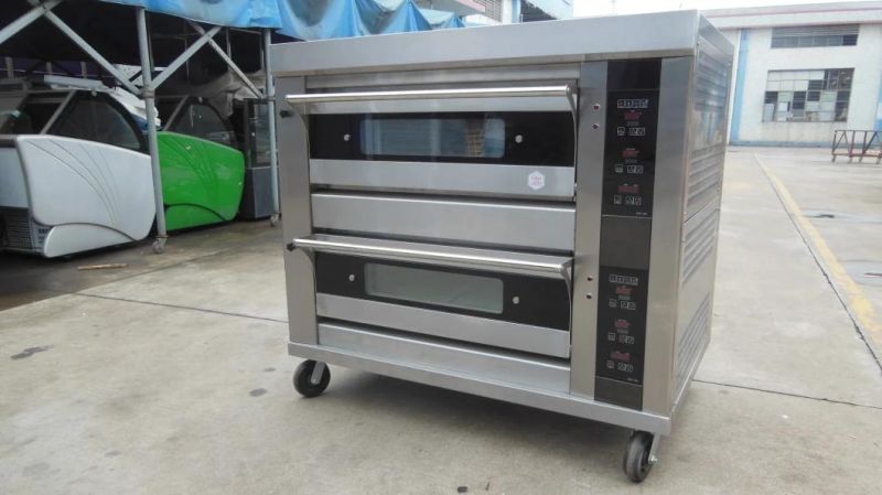 Manufacturer Commercial Two Layer Six Tray Stainless Steel Gas Steam Oven