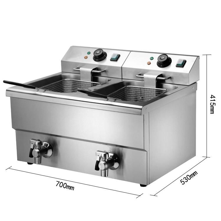 Commercial Dual Tanks Electric Deep French Fryer Industrial Chips Potato Fast Food Frying Machine Pot Food Processor Kitchen Equipment
