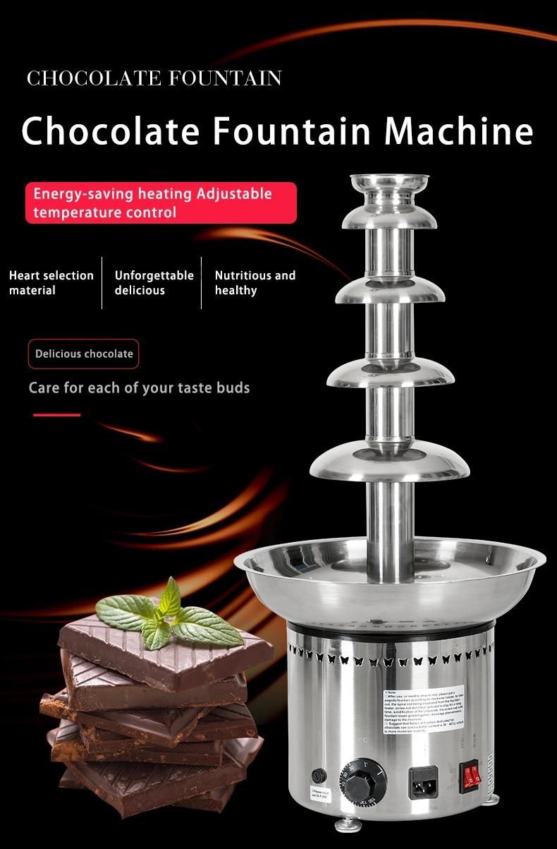 Electric Melting Waterfall Machine Making Chocolate Fountain with Hot Chocolate Fondue Pot