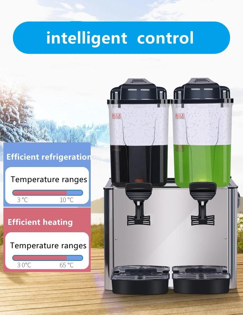 Double Tanks Beverage Drink Refrigerated Machine Cold Juice Cylinder Dispenser