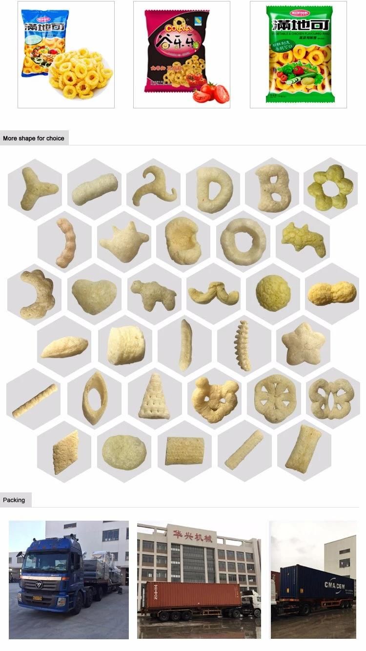 Twin Screw Extruded Corn Puff Chocolate Filling Snack Food Products Making Extruder Machine Process Equipment Line Hot Sale 2019