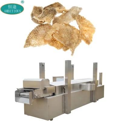Mesh Belt Diesel Fryer Continuous Fish Skin Frying Machine