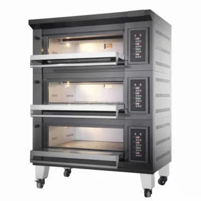 Stainless Steel 3-Layer 9-Tray Professional Freestanding Gas Baking Cooker Deck Oven