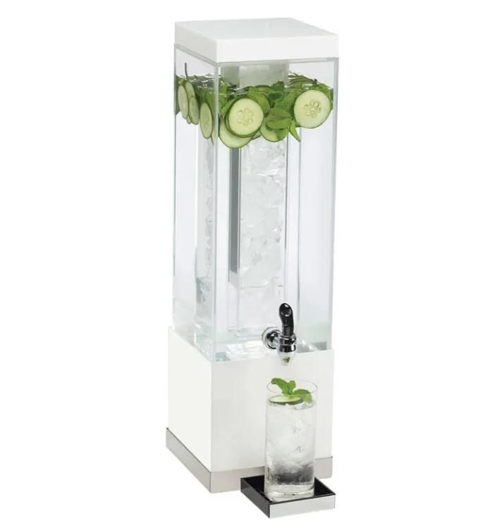 Custom Clear Acrylic 3 Gallon Plastic Beverage Drink Container Juice Dispenser with Ice Chamber and Faucet