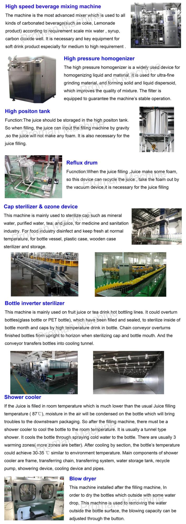 Automatic Hot Juice Production Line Use Bottle Cooling Tunnel