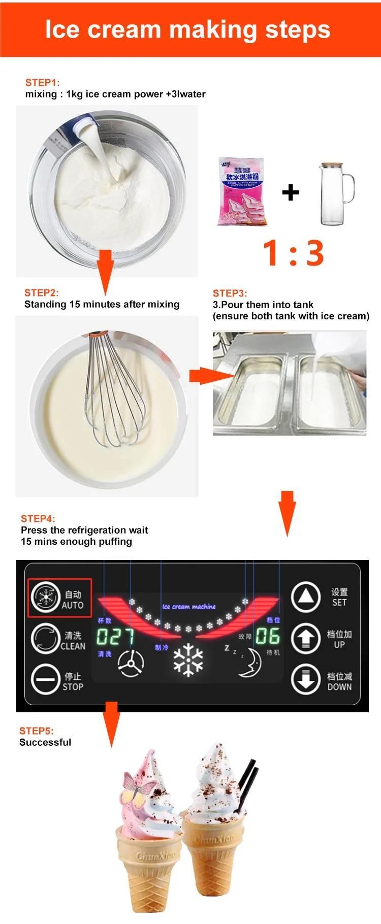 2 Cylinders Soft Ice Cream Machine for Milky Shop