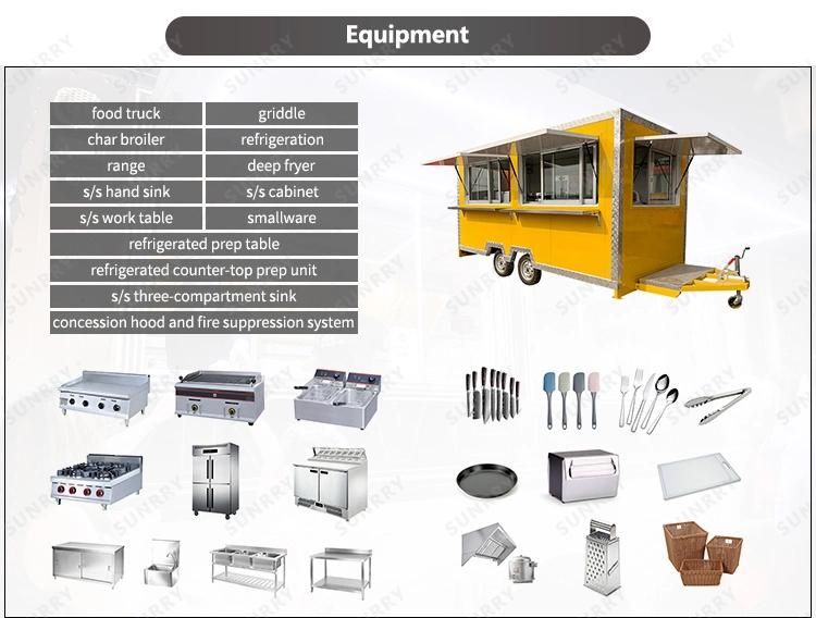 Hot Selling Mobile Food Trailers Fully Equipped Food Truck Equipment Hot Dog Electric Mobile Food Carts for Sale