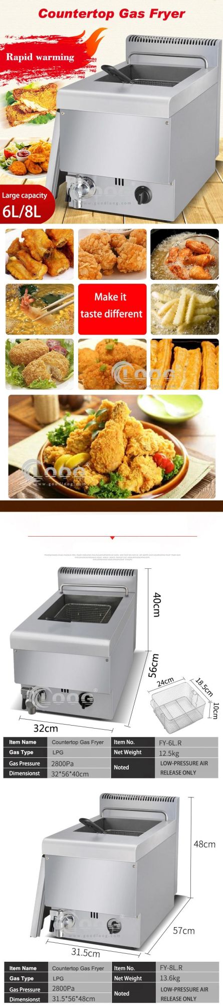 Commercial LPG Gas Deep Turkey Fryer Stainless Steel Deep Fryer Basket Gas Deep Fryer Cooker with Large Capacity