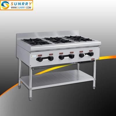 Commercial Stainless Steel 6 Burner Gas Cooker Range