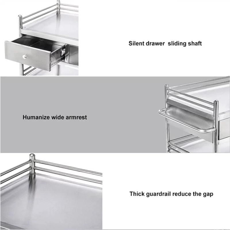 Medical Hospital Dressing Stainless Steel Trolley Surgical Trolley with Drawers