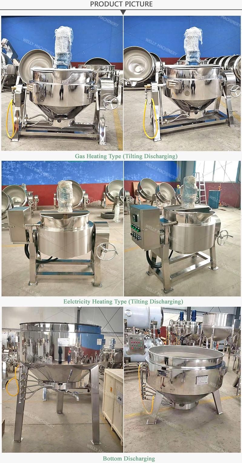 Health and Safety Food Cooking Machine Electric Oil Jacketed Kettle for Sugar Candy Choclate Vegetable and Fruit