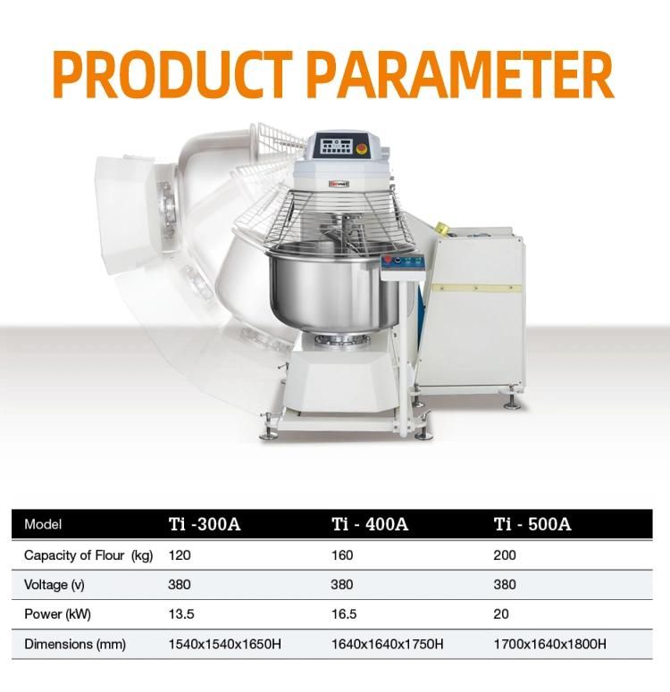 Bakery Dough Mixer Automatic Tipping with Cylinder Tank Dough Kneading Machine