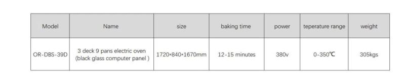 Bakery Equipment 3 Deck 9 Trays Electric Oven for Bakery