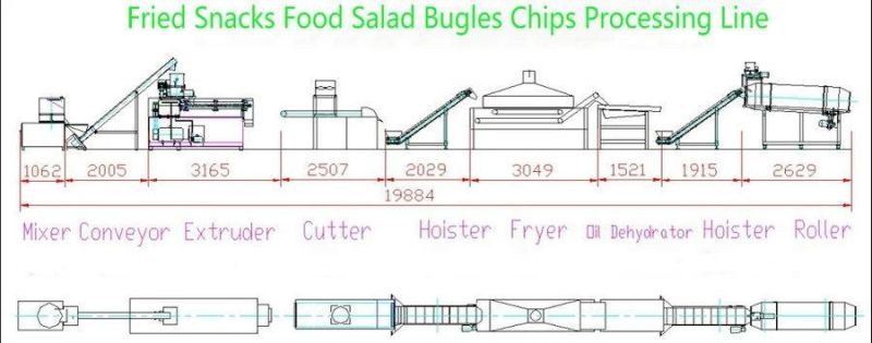 Doritos Bugle Chips/Corn Chips Machine/Fried Flour Snacks Production Line