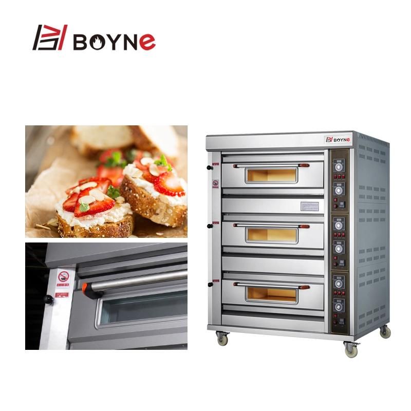 Quality Commercial 3 Deck 6 Trays Gas Bakery Baking Oven