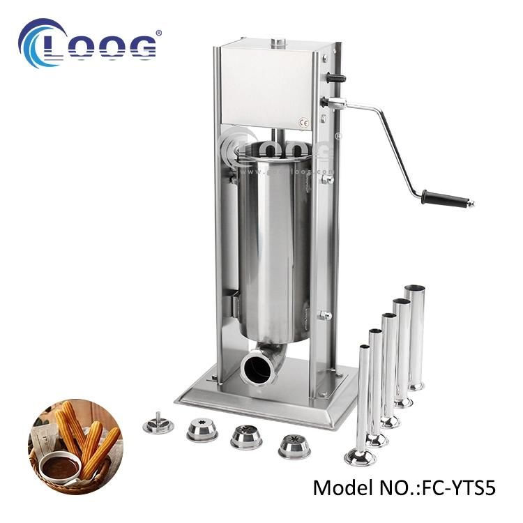 Popular Kitchen Equipment Press Churro Filler Sausage Making Machine Latin Fruit Machines 3 Moulds Deep Fried Dough 5L Spanish Churros Maker Equipment