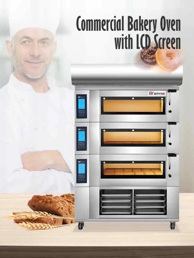 Electric 3 Deck 9 Trays Bakery Oven with Cabinet