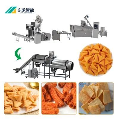 Bugles Wheat Flour Snacks Extruder Machine Fried Wheat Flour Chips Process Line
