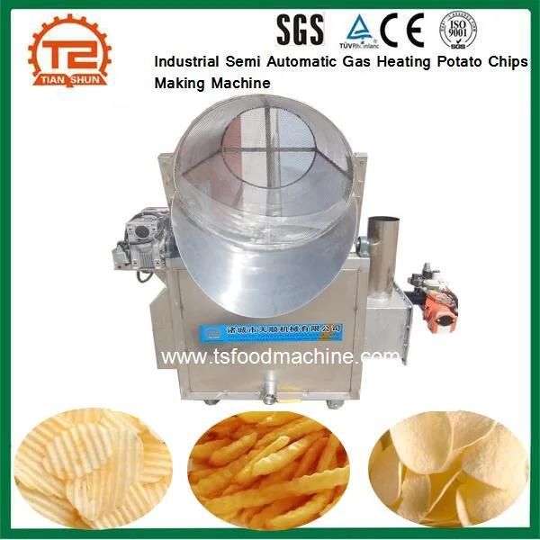 Ce Certificate Industrial Semi Automatic Gas Heating Potato Chips Making Machine