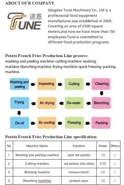 Gas / Electric / Diesel Heating Stainless Steel Fried French Fries Production Line