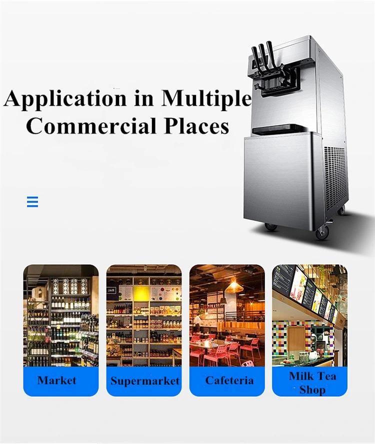 Commercial Vertical 3 Flavor Soft Serve Ice Cream Machine
