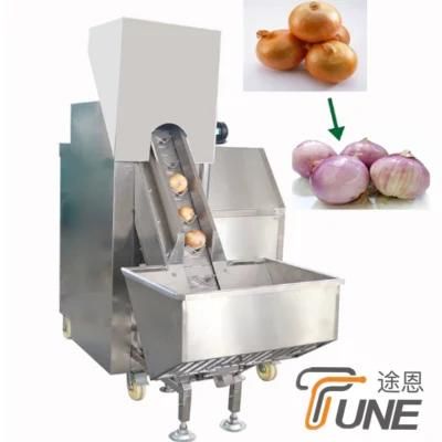 Stainless Steel 500kg/ H Onion Peeler Peeling and Root Cutting Machine