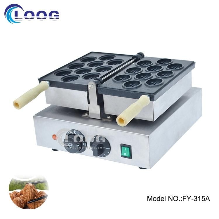Electric Heating Double Walnut Shape Cakes Dessert for Coffee Shop Snack Machine Adjustable Thermostat Commercial Waffle Maker