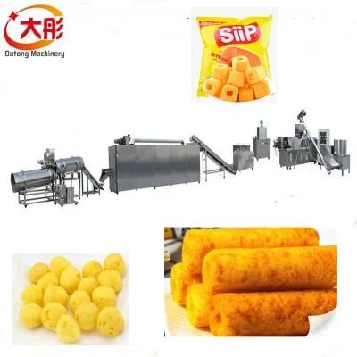 Twin Screw Puff Corn Chips Snacks Food Processing Machine