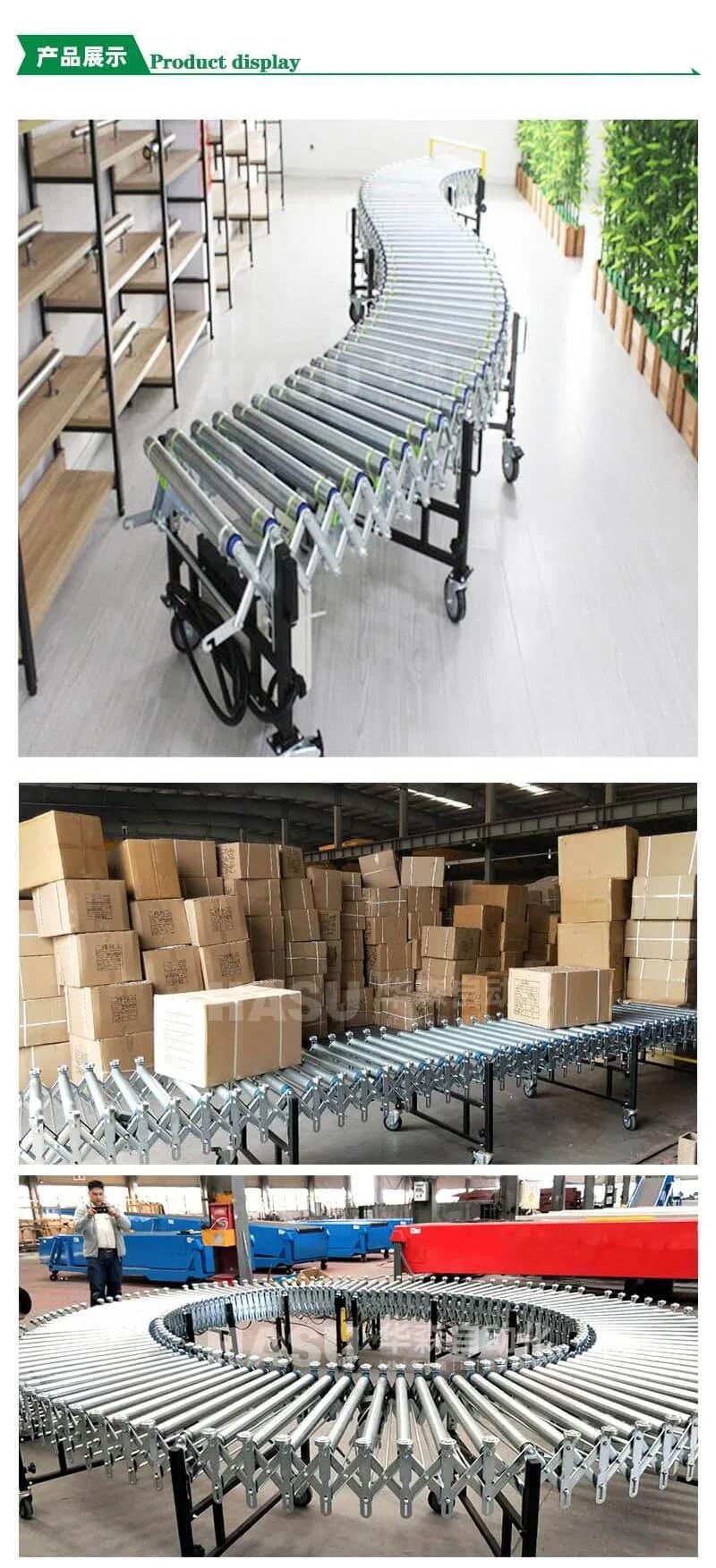 Metal Flexible Expandable Powered Telescopic Roller Conveyor Manufacturer in Kolkata Pakistan Weight Capacity