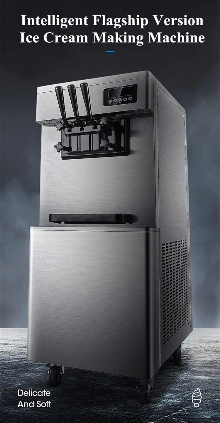 Commercial Vertical 3 Flavor Soft Serve Ice Cream Machine