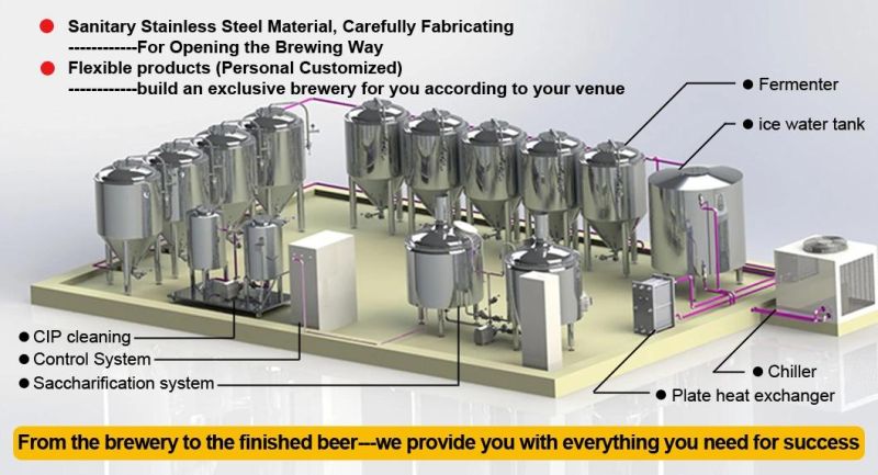 100L-2000L Liter Customized Brewery Beer Equipment Fresh Beer Brewing Equipment
