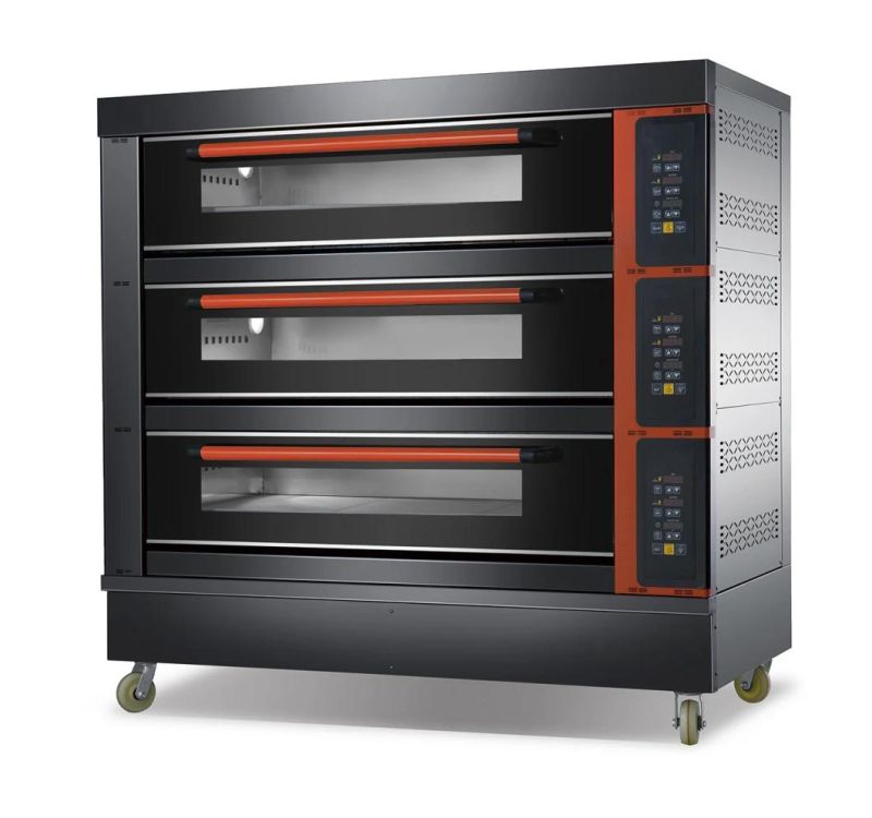 New Style Computer Panel Commercial 3 Deck 9 Trays Gas Bakery Oven