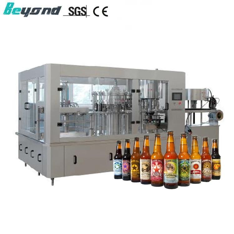 Liquid Carbonated Water Glass Bottle Beer Washer Capping Filling Machine