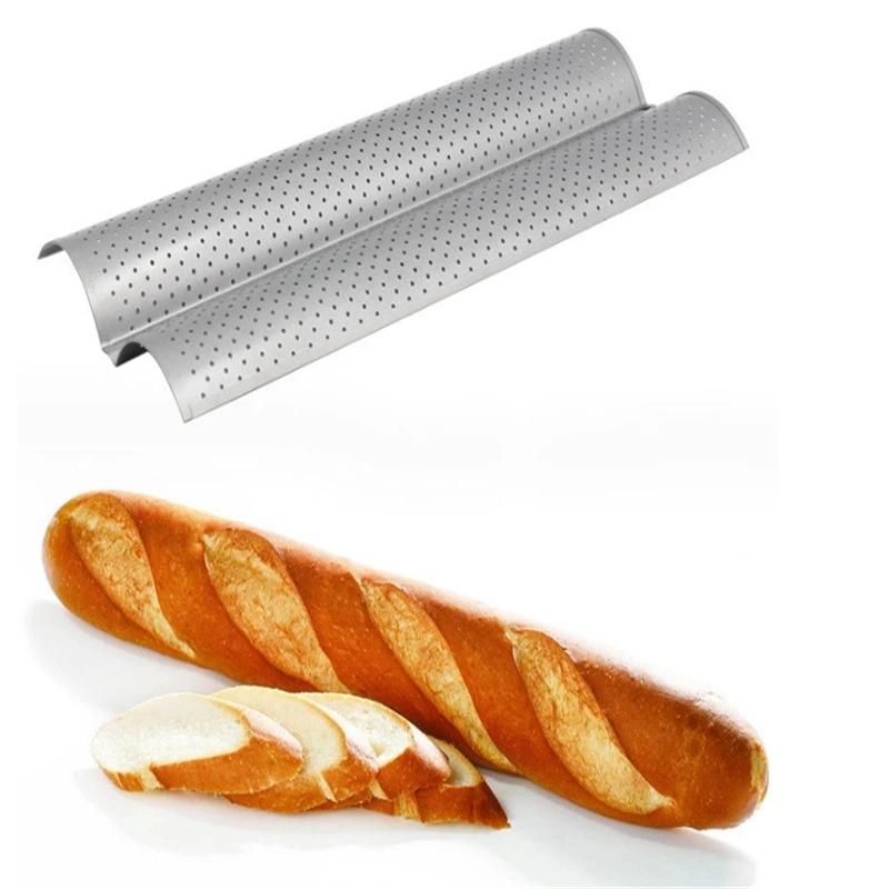 Perforated 3-Slot Molds Heat-Resistant Baguette Baking Tray French Bread Pan