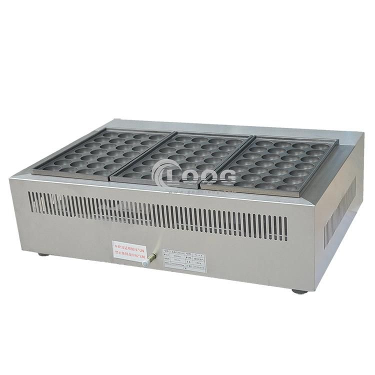 Wholesale Factory Price Gas Type 3 Plates Commercial Takoyaki Machine LPG Fish Ball Grill Pan Stainless Steel Takoyaki Maker Big Holes
